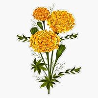 Vista 1 de Hermosa flor de caléndula con hojas verdes para mamá y niña, calcomanía de vinilo de flores de caléndula de 5 pulgadas
