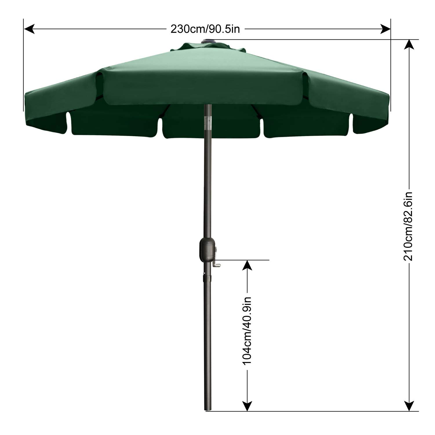 ABCCANOPY 7.5FT Scalloped Patio Umbrella Table Market Umbrella, Green