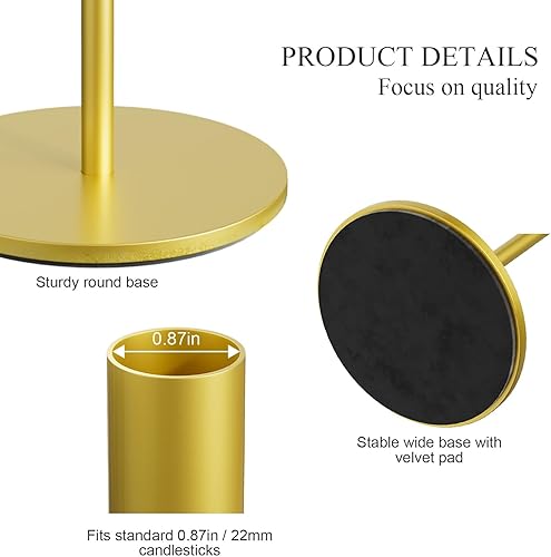 Miniatura 5 de FSyueyun Portavelas dorado, juego de 6 portavelas cónicos, decoración para mantel de mesa, centro de mesa, utilizado para bodas, cenas, regalo de