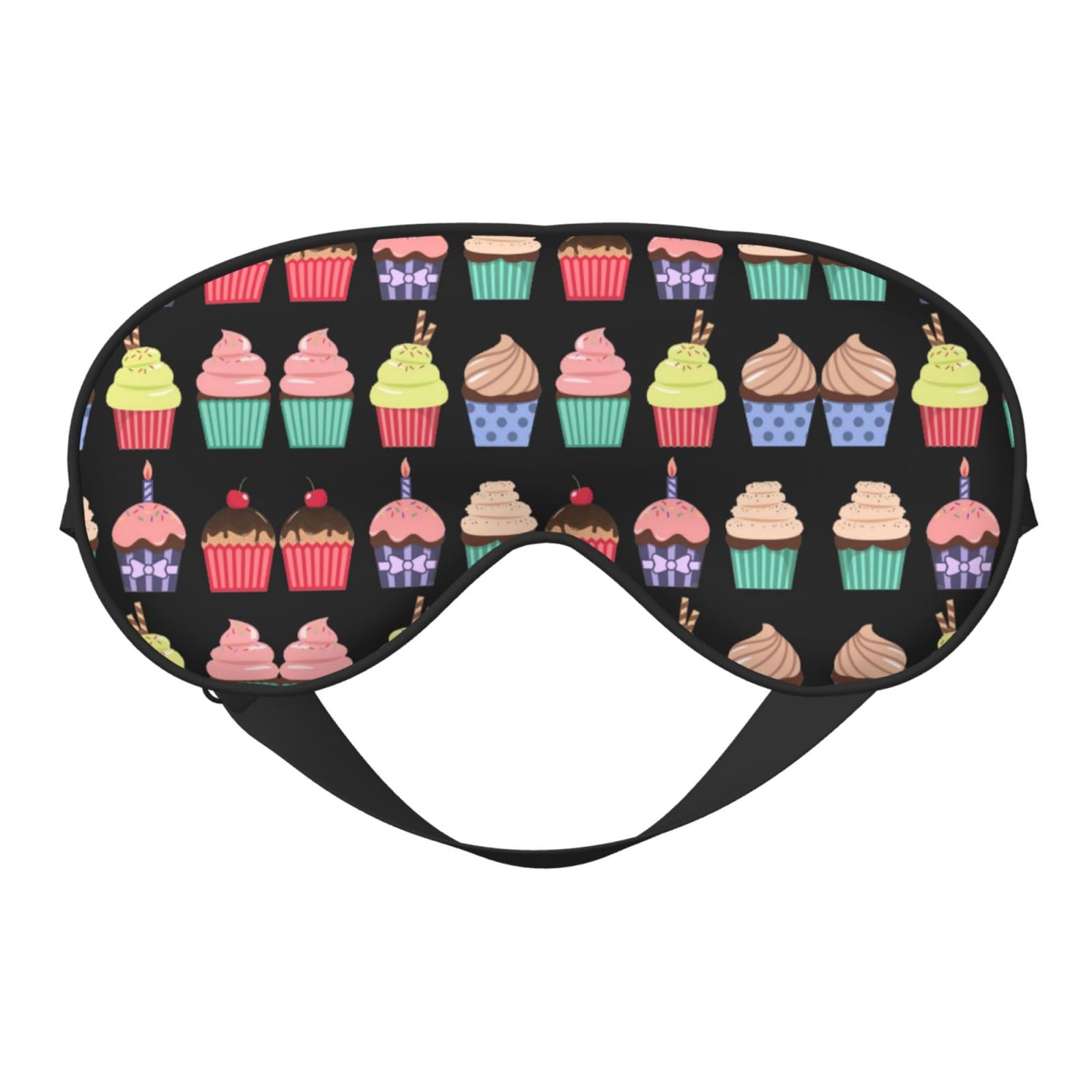 Women Men Sleep Mask Cupcake Eye Mask with Adjustable Strap Blindfold Blocks Light