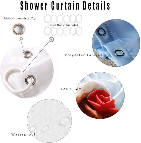 Miniatura 5 de Cortina de ducha de tela de dinosaurio de animales, silueta de dinosaurio, impermeable, juego de baño de tela de poliéster con ganchos, decoración