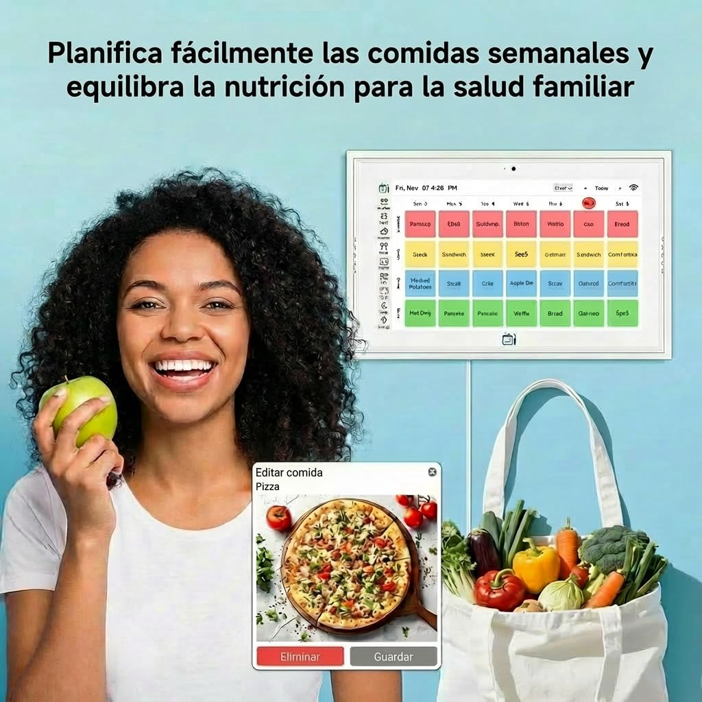 Calendario Digital, Calendario Electrónico de Pared 15,6" 32GB, Planificador Familiar Inteligente, Recompensas por los Logros y Planificador de Comidas, Pantalla Táctil 1920 * 1080