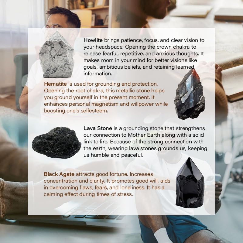 Men’s Bracelet Set Multi - Tiger Eye/Matte Agate/Lava Rock Gifts for Birthday/Anniversary/Christmas - Image 4