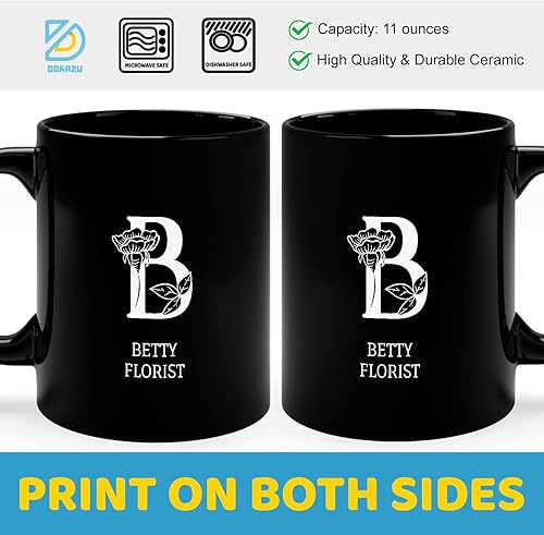 Miniatura 3 de Floral Initial Coffee Mug with Name Personalized Mug for Women for Men Monogrammed gifts Letter Coffee Mugs Custom Name Taza Personalizada Letters