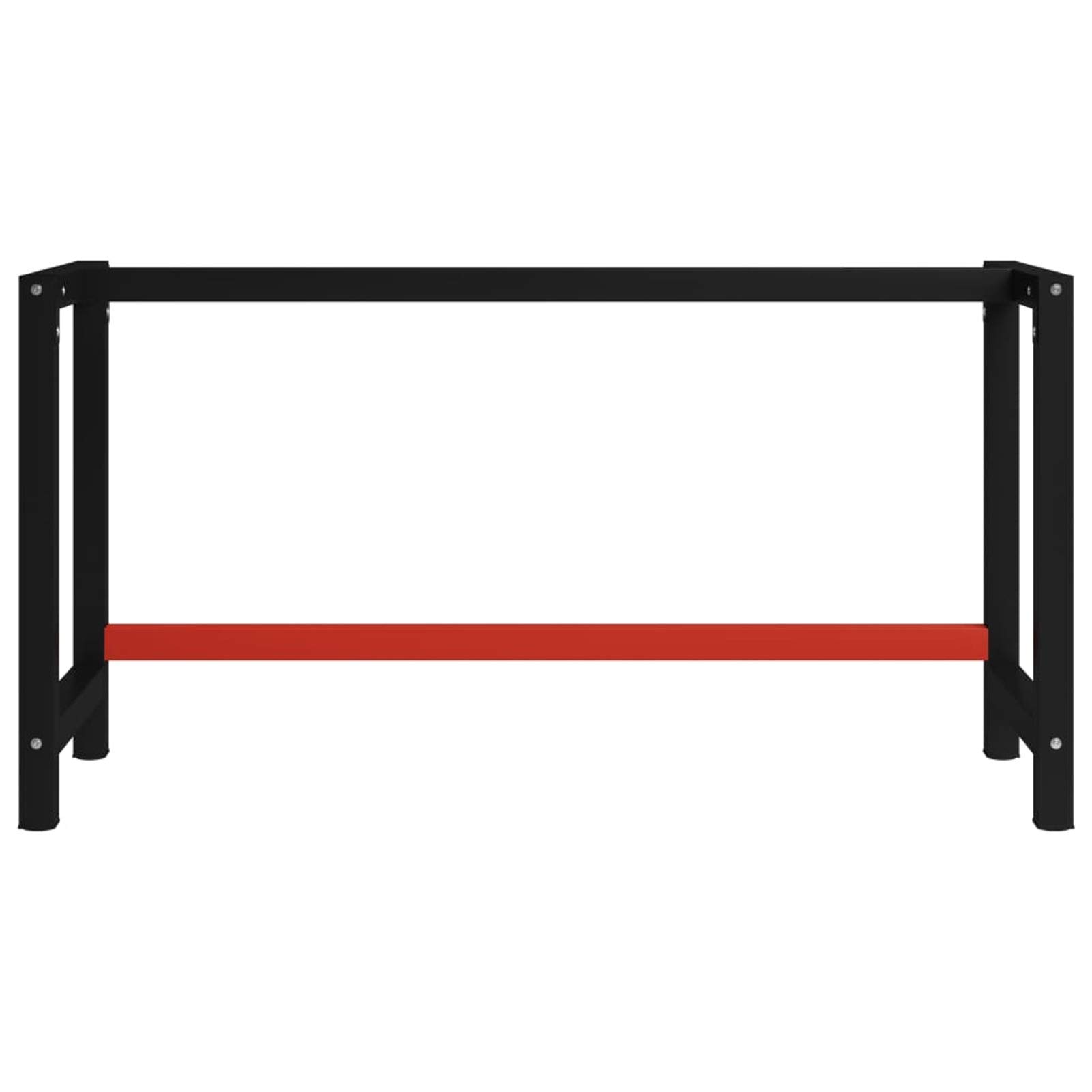 Banco de Trabajo Estructura, Mesa De Trabajo Taller, Caballete Mesa, Banco Herramientas, Bancada De Trabalho, Caballete para Mesa, Metal Negro y Rojo 150x57x79 cm