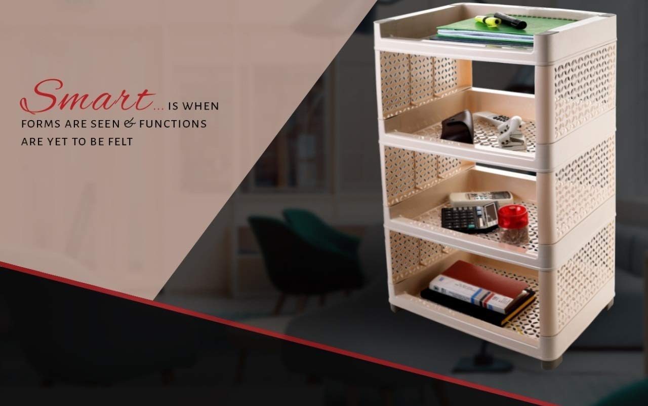 SHOPPING&MART Plastic Book Storage Display Rack Shelf Cabinet Unit Organizer (Multicolour) 2