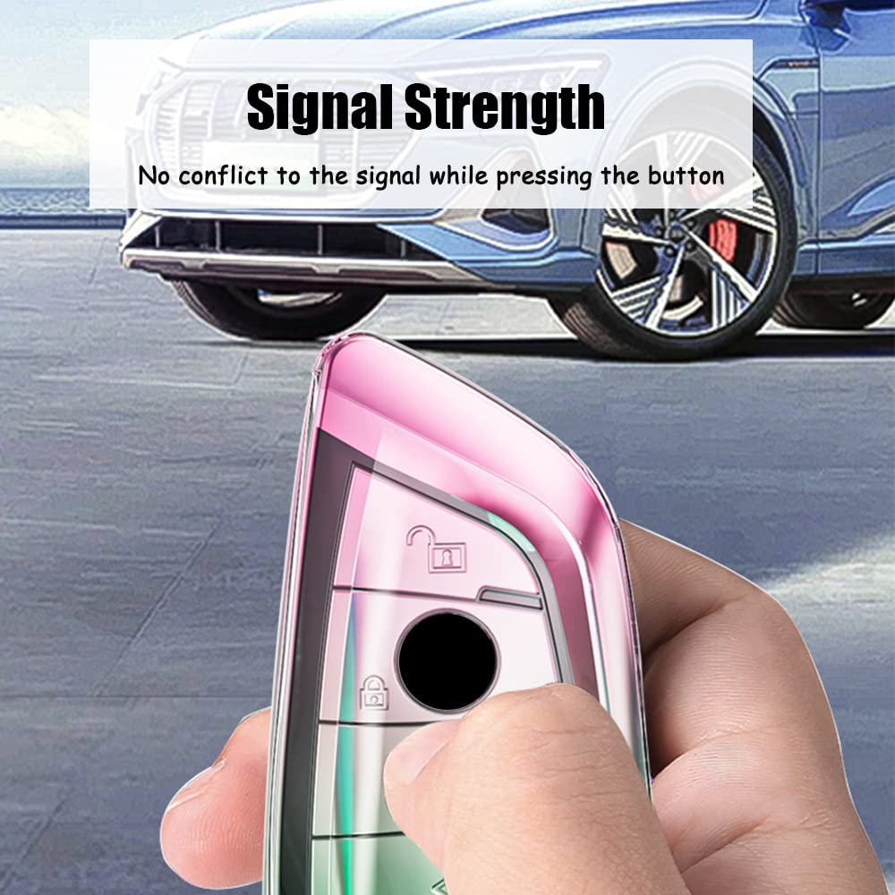 KUNIO Custodia Chiave Auto BMW In TPU: Portachiavi Protettivo Morbido (Bianco, Modelli X1, X3, X5, Serie 2, 5, 7...)
