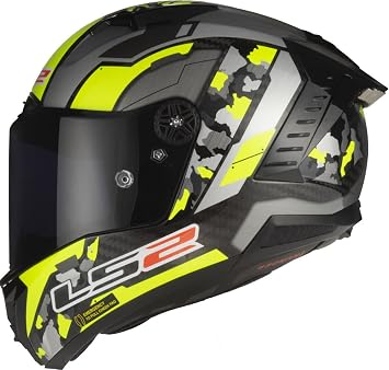 LS2 Full Face Carbon 6K Motorcycle Helmet - Thunder Carbon - FF805 - ECE22.06 - C SPACE H-V YELLOW GREY - XXL