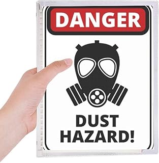 Símbolo de perigo de poeira, placas de aviso de perigo, caderno, folhas soltas, diário recarregável, papelaria