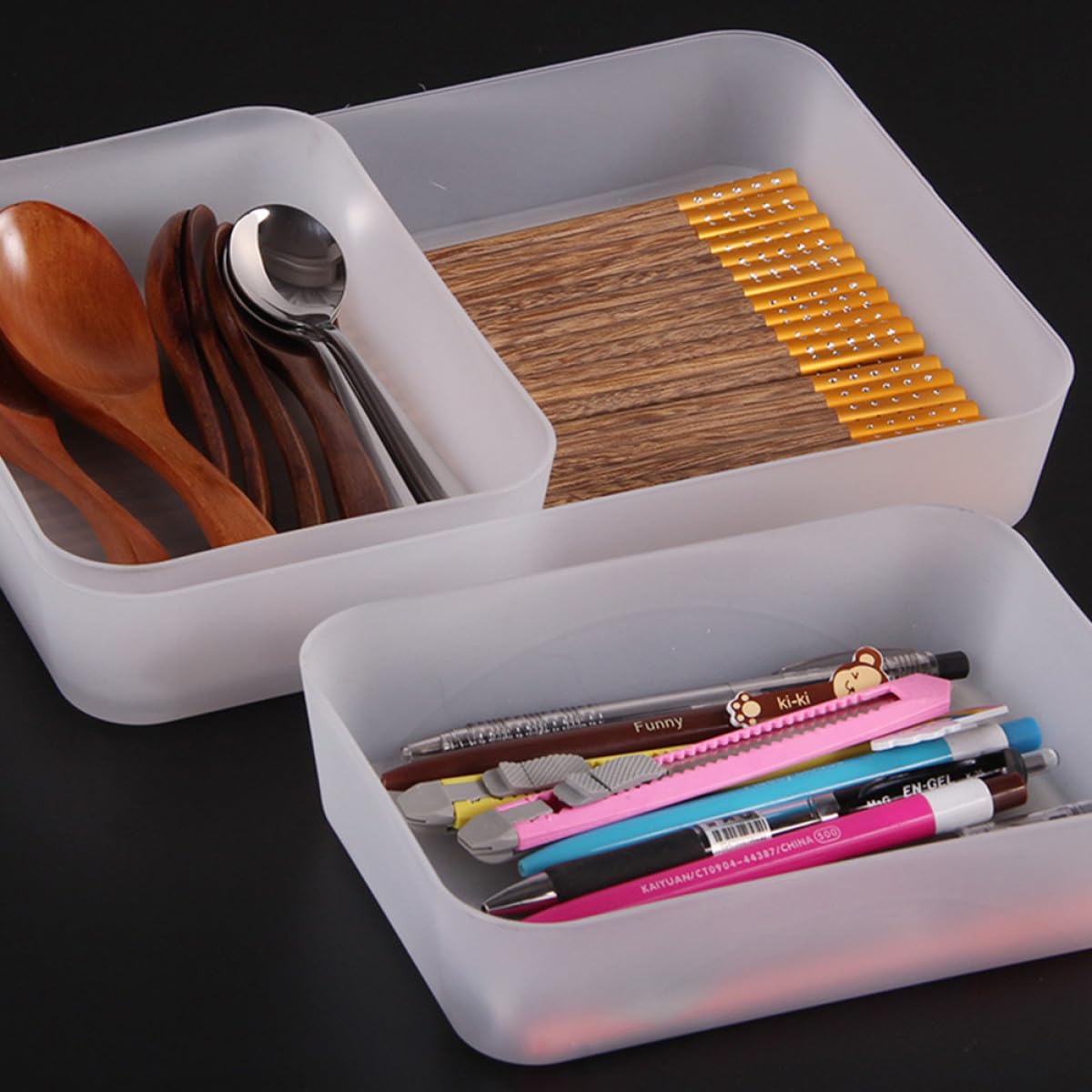 Cabilock 18 PCS Bandejas de Cajones Transparentes Organizador Dividores de Cajones Transparentes Dividores Caderanes Bandeja de La Bandeja Bandejas de Plástico
