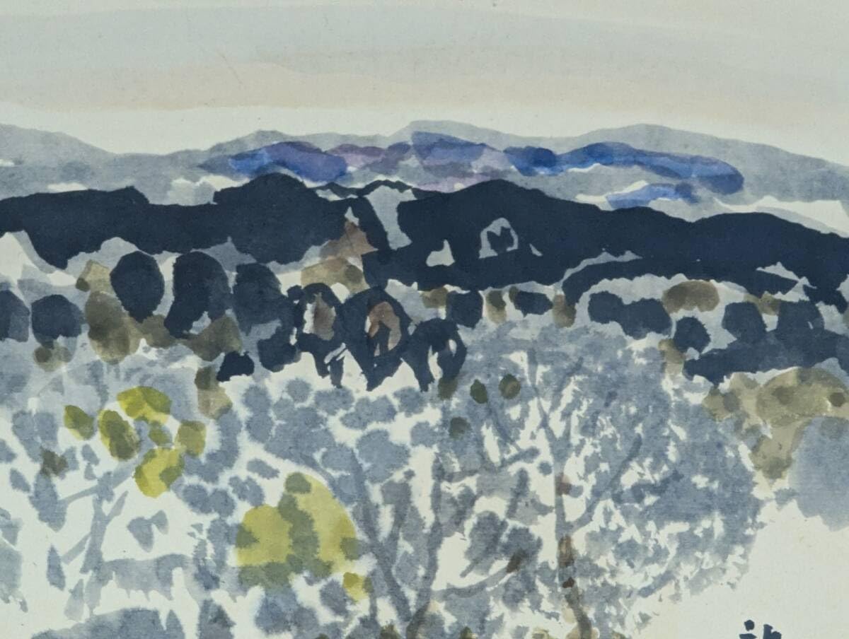 【真作】絵画　青山龍水　水彩（色紙）　山並みと林　淡彩風景画　W84 Amazon.co.jp: 真作絵画 青山龍水 水彩（色紙） 山並みと林 淡彩風景画