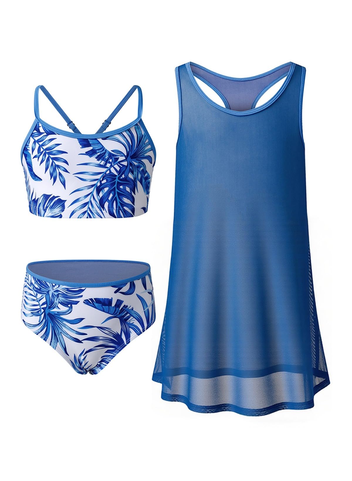 – Tween Girls Swimsuits 3 Piece Bikini Sets with Cover Up Bathing Suit Size 6-15 Years