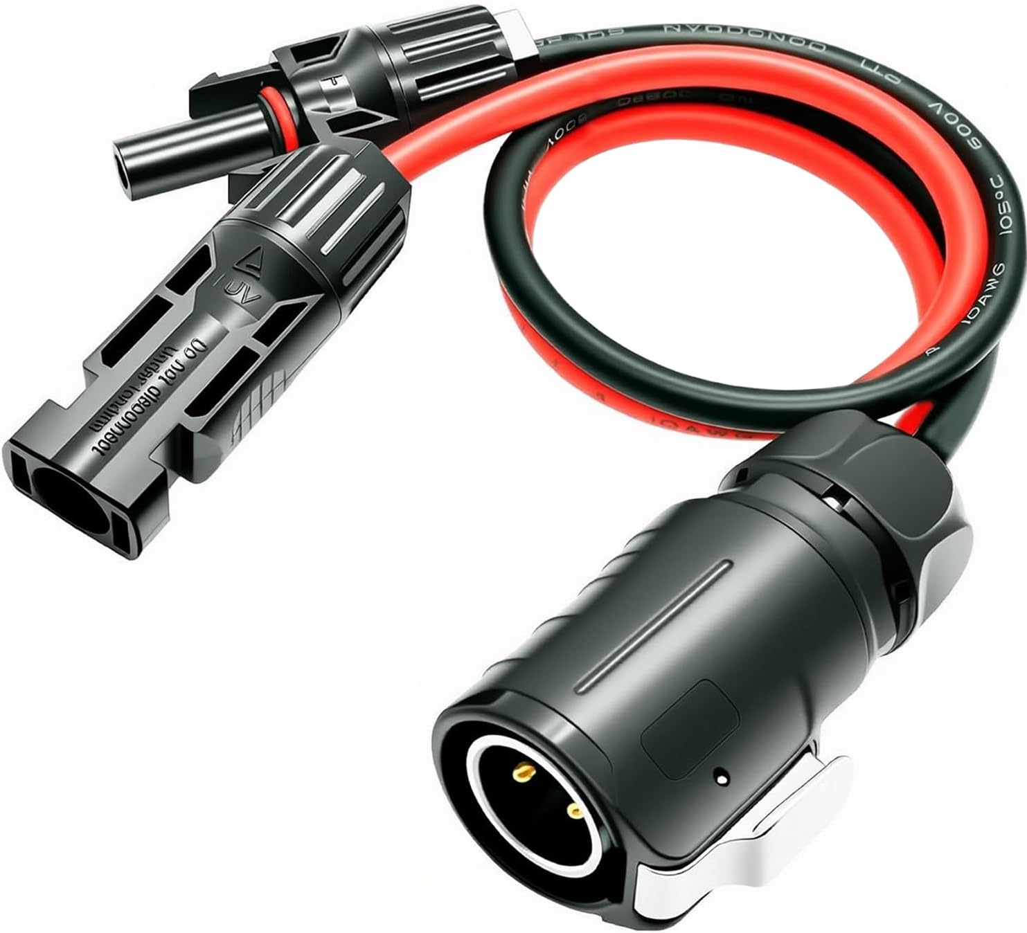 10AWG 2 Pin Power Industrial Circular Connector to Solar Cable Adapter for Solar Panel Suitcase and More - 3.3ft/1m (10AWG)