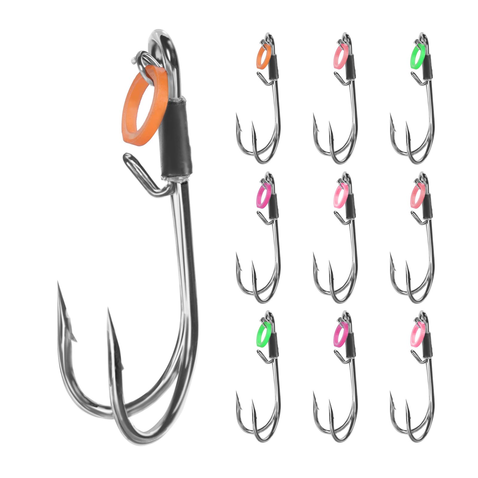 yanwuwa 10pack Strong Double Hook Perches Ringed Twin Hook River Fishing for Catching Basses and Catfishes Lake Fishing