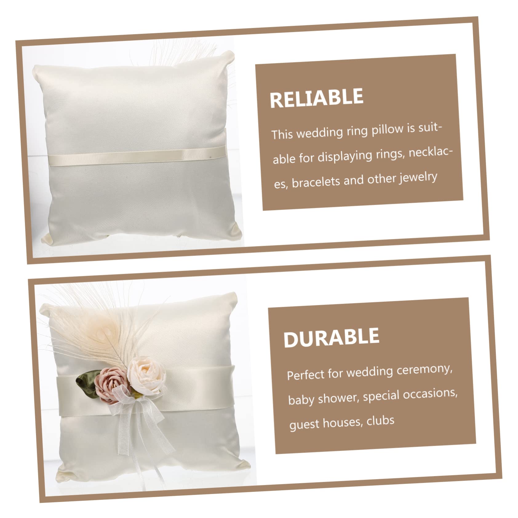 ABOOFAN 4pezzi Cuscino Portafedi Satin Decorativo Con Fiore e Fiocco Per Matrimonio Accessorio Elegante Per Cerimonie e Occasioni Speciali Per Matrimoni Interni Ed Esterni
