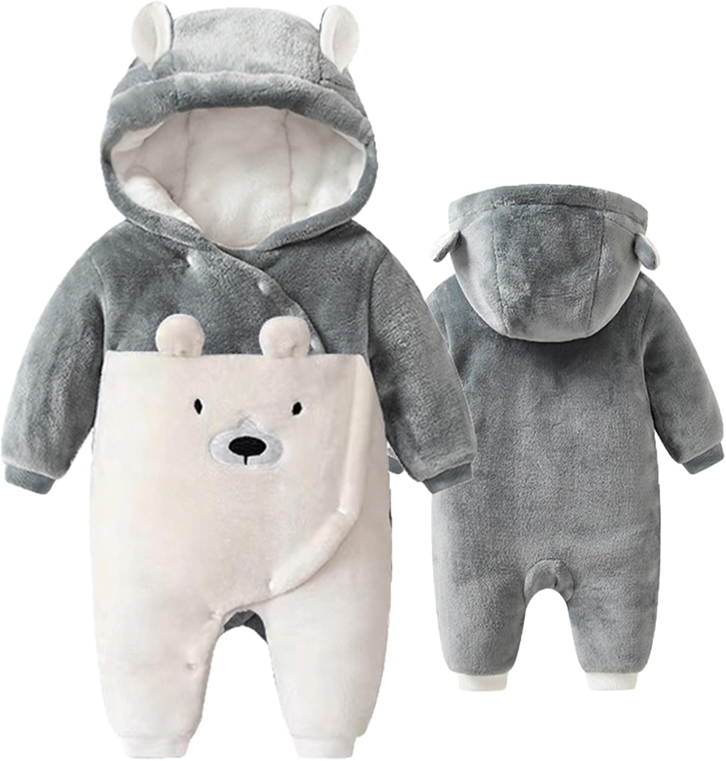 Bambino Inverno Snowsuit Orso Pagliaccetto Caldo con Cappuccio Tuta Onesie Neonato Cappotto Outwear per Ragazzo Ragazza