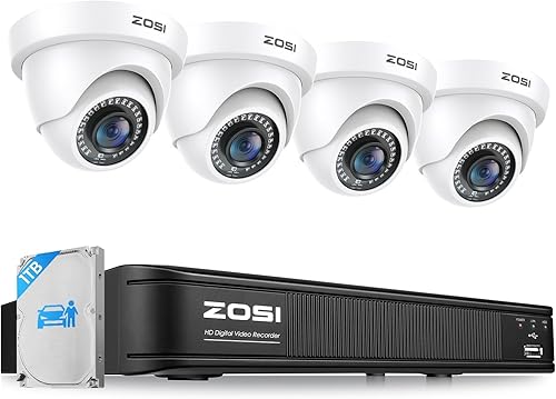 ZOSI Sistema de cámara de seguridad para el hogar 3K 5MP Lite H.265+, DVR de vigilancia de 8 canales con detección de vehículos humanos AI y 4