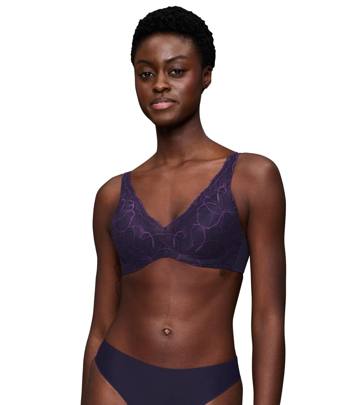 Triumph Body Make-Up Illusion Lace Bra Women's Dark Purple 32C