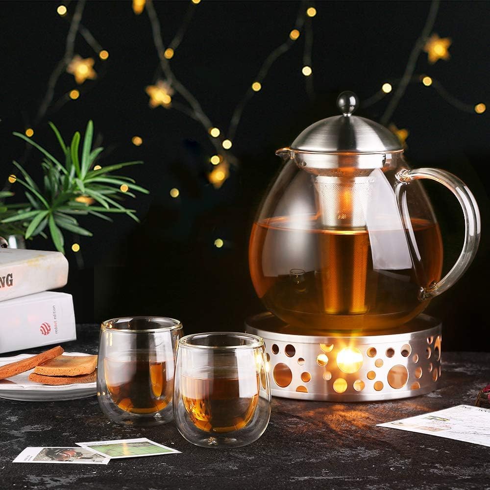 glastal Set di 6 tazze in vetro borosilicato a doppia parete, per tè e dessert, 100 ml