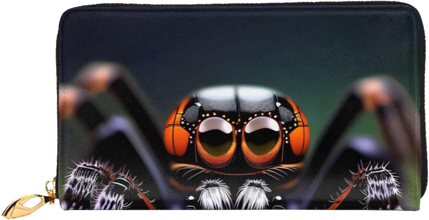 Tropical Rainforest Spiders Wallet, Zipper Wallet, Multi-Card Organizer Wallet,* Large Capacity, 7.48x4.13 Inches (Approx. 19x10.5 Cm), Black