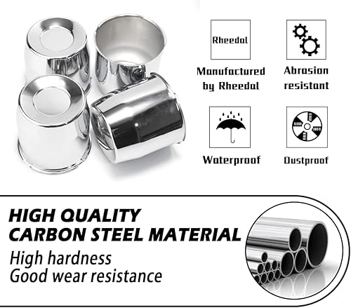 Miniatura 6 de 4 tapas centrales de rueda de remolque de 4.25 pulgadas, diámetro de 4.25 pulgadas, 4.33 pulgadas de alto para llanta de rueda, cubierta de rueda