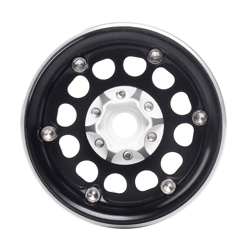 INJORA 4PCS 1,9 Roue Pneus Beadlock RC Jante en Métal pour 1:10 RC Rock Crawler Axial SCX10 pro SCX10 II III TRX4 D90 VS4-10 Redcat Gen 8 7 Pro Enduro(Noir)