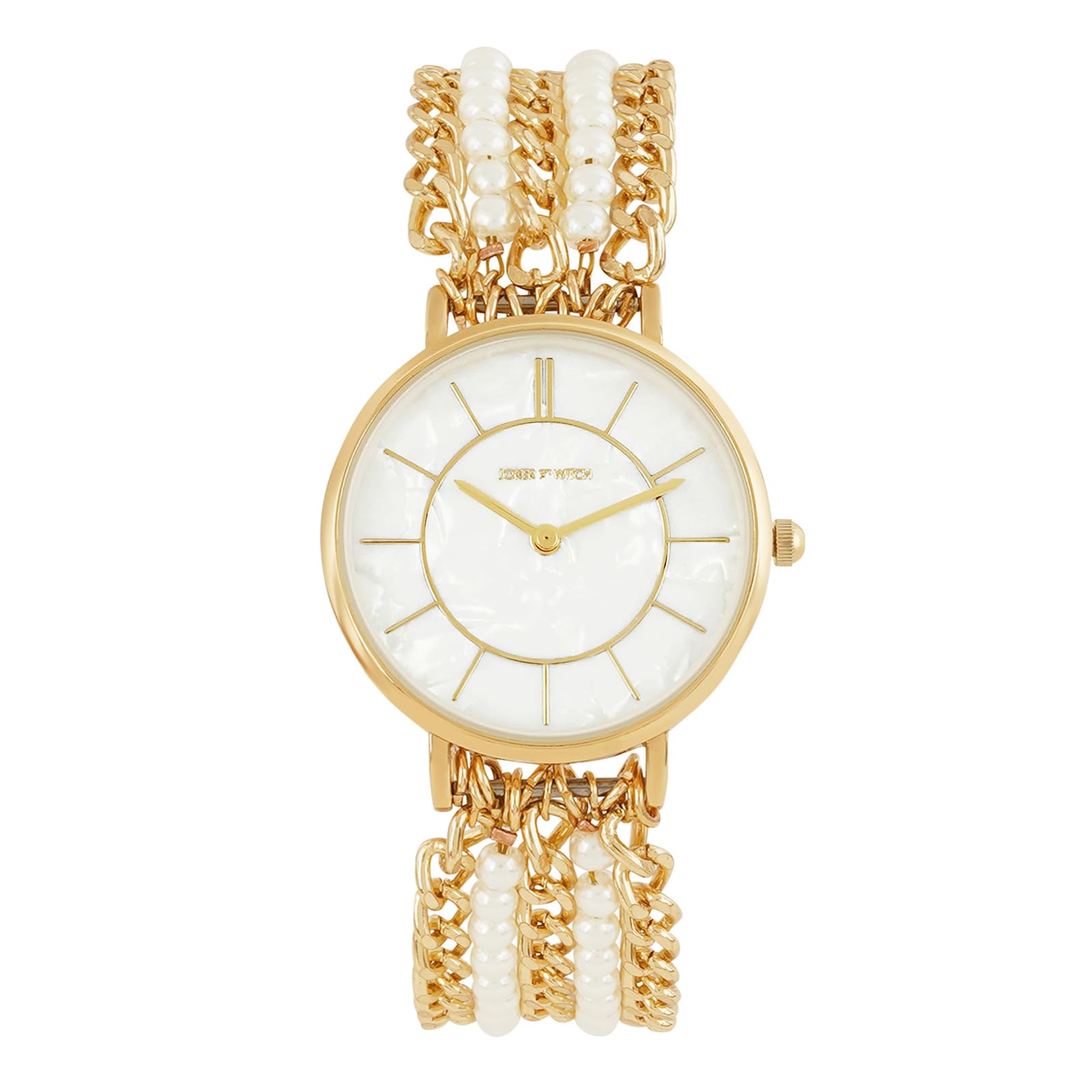 joker & witch Joker and Witch Elloria 32mm Watch Length: 19.5 CM White Dial 18mm Gold Metal Alloy Strap Watch for Women-picture-20