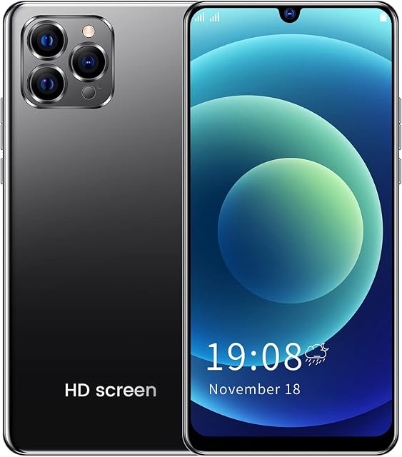 IP12 PRO+ Unlocked Smartphone, 6.26in HD Waterdrop Screen Mobile Phone, 1+8G Dual Sim Cell Phone with Face Recognition for Android 10.0