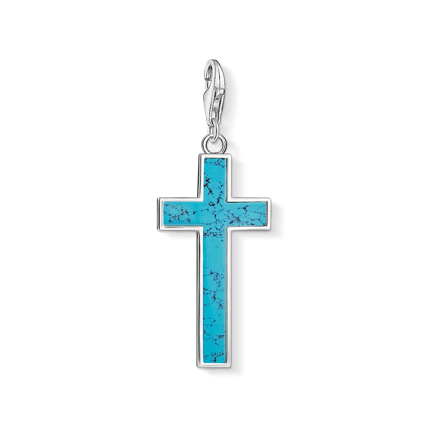 Thomas Sabo Y0021-404-17 Turquoise Cross Charm Pendant in 925 Sterling Silver