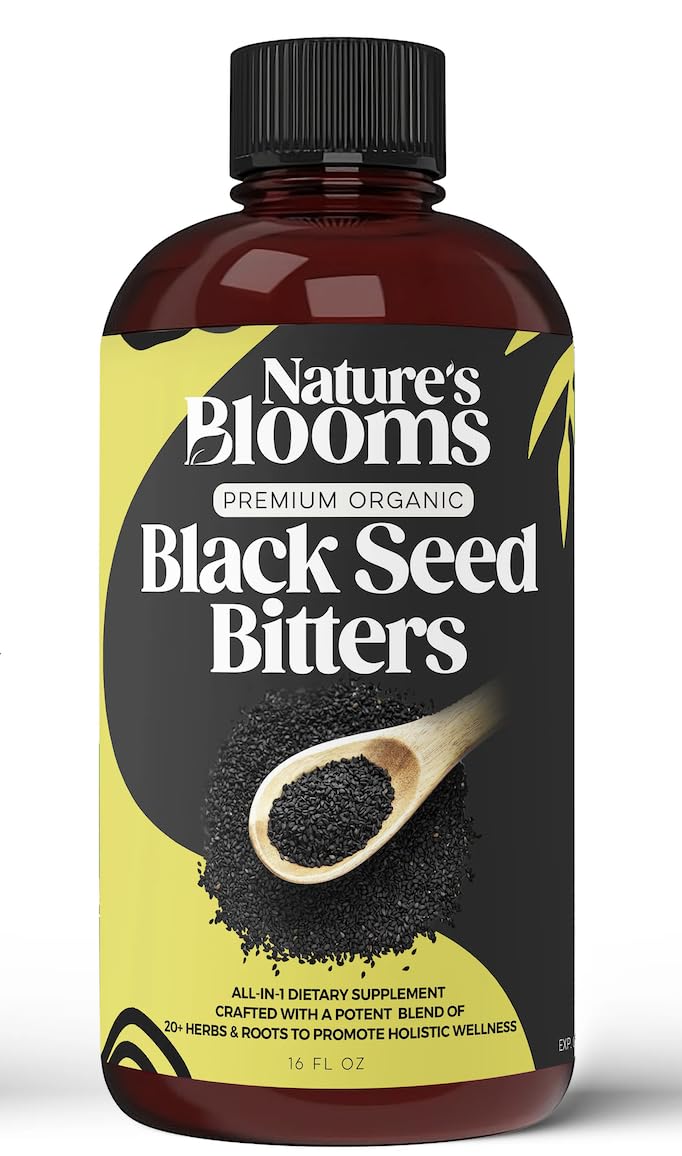 Nature's Blooms: Black Seed Bitters Natural Supplement for Health and Wellness|Super Antioxidant for Immune Support, Joints, Digestion, Hair & Skin|16 oz
