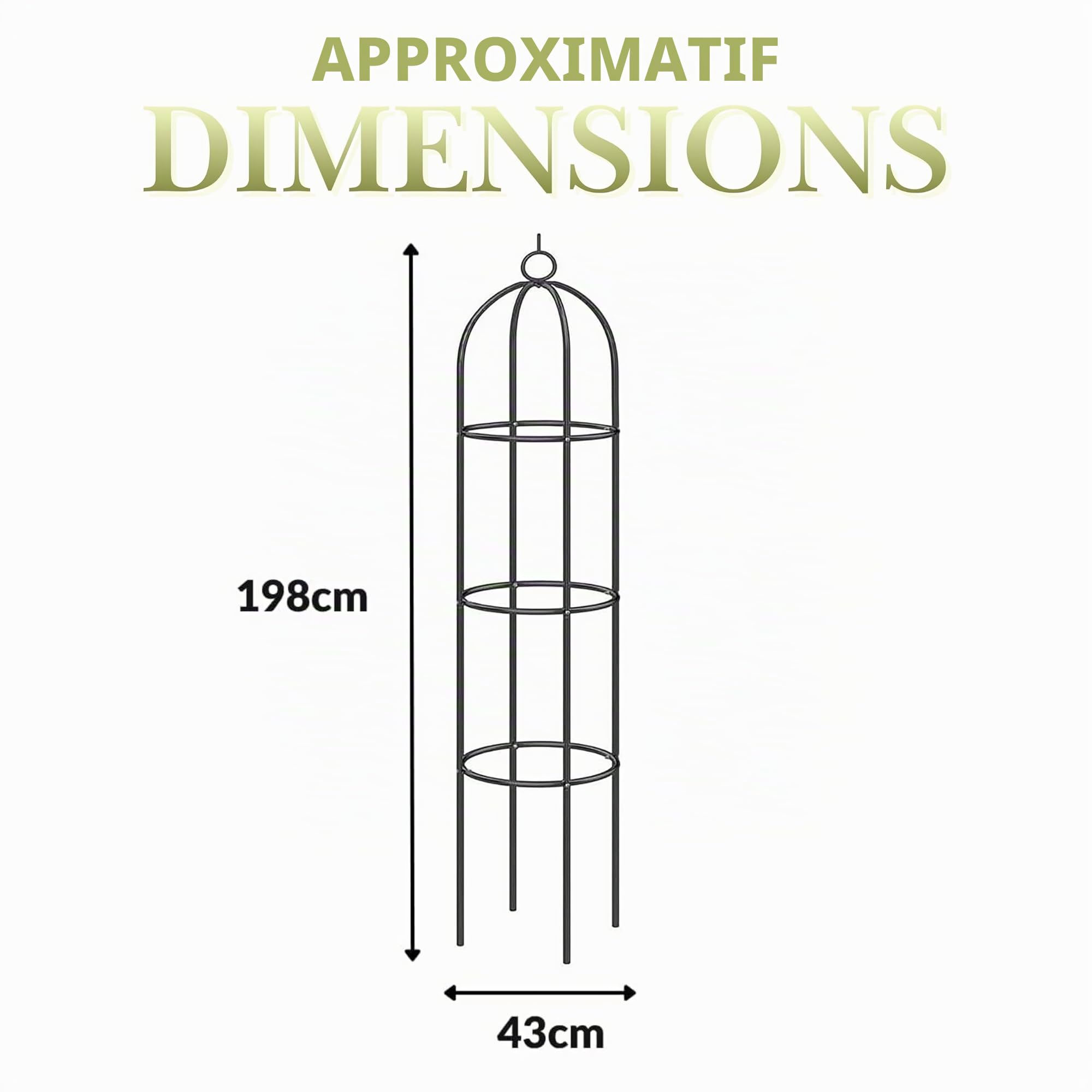 Garden Mile Lot de 2 grandes cages tubulaires en métal vert pour plantes grimpantes - Structure de support pour lierre, pois de senteur, clématites et autres fleurs - 2 lots