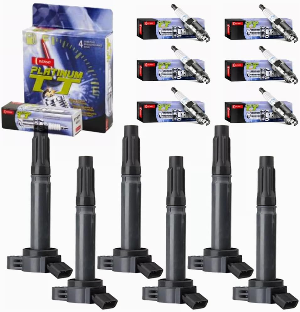 Ignition Coil Packs UF487 & Denso Spark Plugs Set Replacement for Toyota Sienna Camry Rav4 Highlander Venza Avalon Lexus ES350 2007 2008 2009 2010 2011 2012 2013 2014 2015 2016 3.5 V6