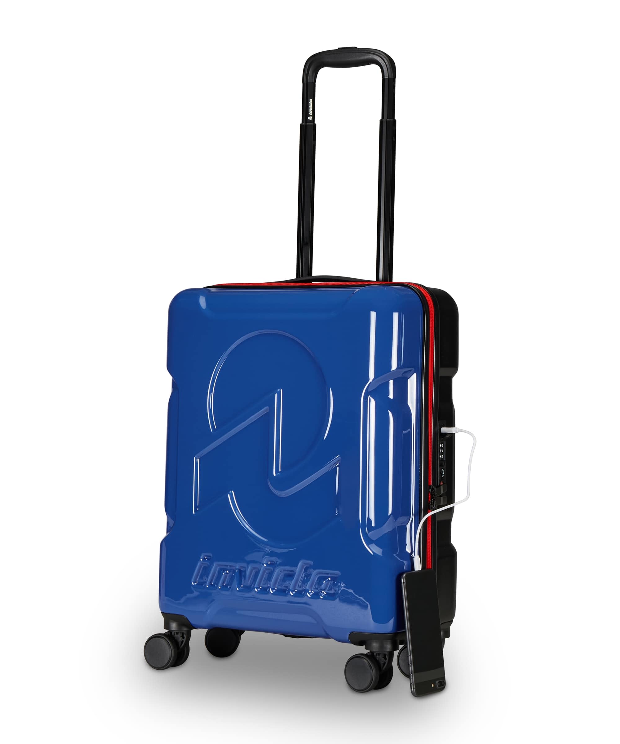 Invicta Trolley Travel - Bagaglio a Mano - Blu - 33 Litri, Rigido da Cabina con 4 Ruote Girevoli