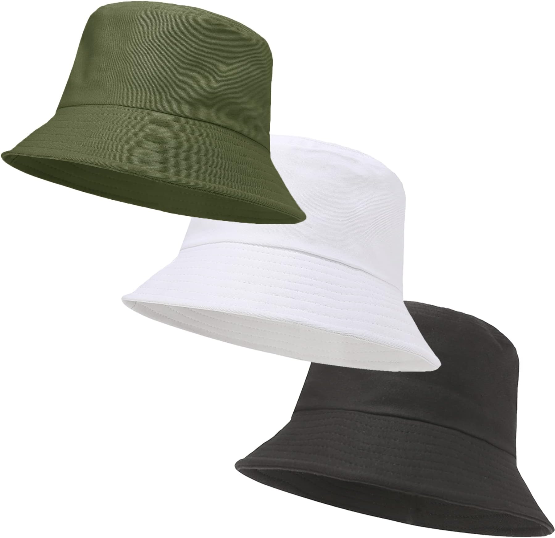 3 Packs Unisex Athletic Bucket Hat Solid Colors Sun Hat with UV Protection for Outdoor Sports Packable Summer Hats