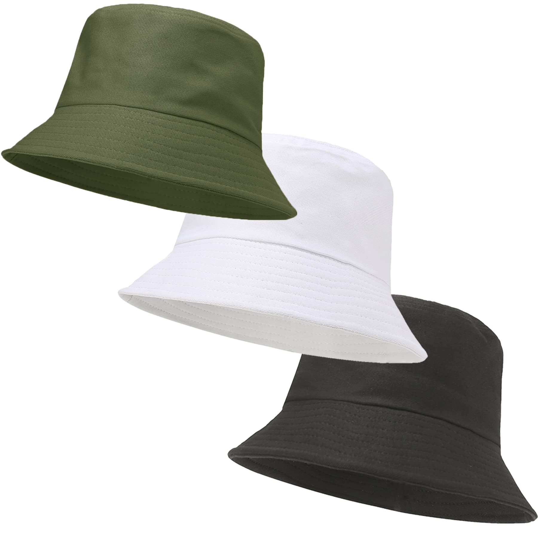 LPMOERA3 Packs Unisex Athletic Bucket Hat Solid Colors Sun Hat with UV Protection for Outdoor Sports Packable Summer Hats