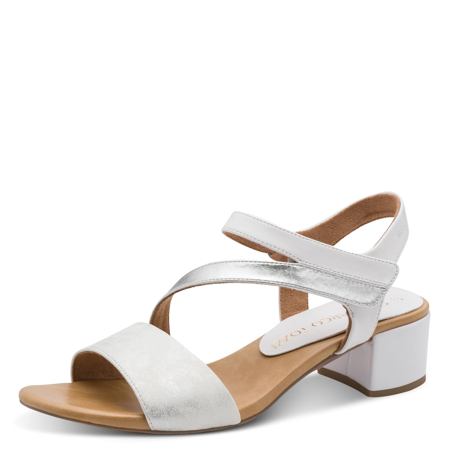 MARCO TOZZI Women Sandal soft Feel Me footbed Vegan soft lining Stylish, white (WHITE COMB), 4.5 UK