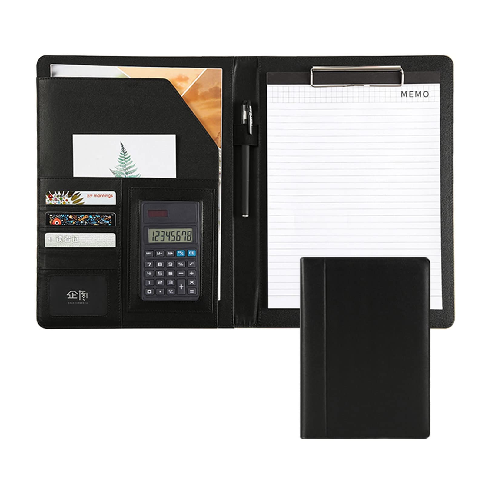 Conférence folder business A4 en cuir noir pour organiser vos réunions professionnelles