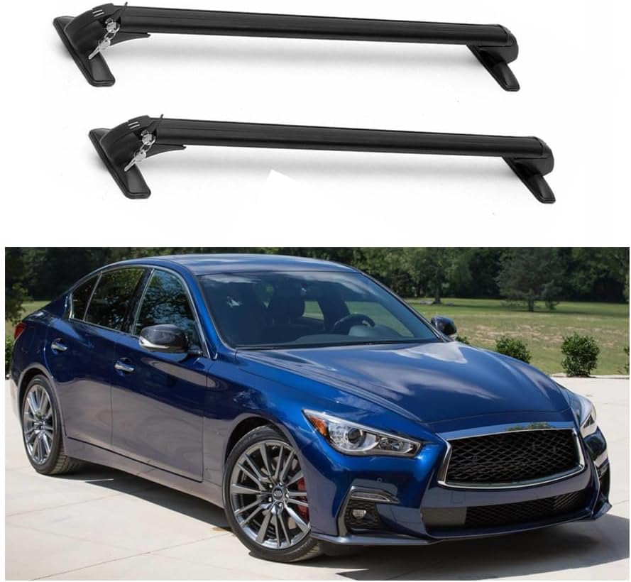 Cross Bars Aluminum Compatible with Infiniti Q50 2014-2024 for Car Roof Rack with Lock Cargo Carrier, Black
