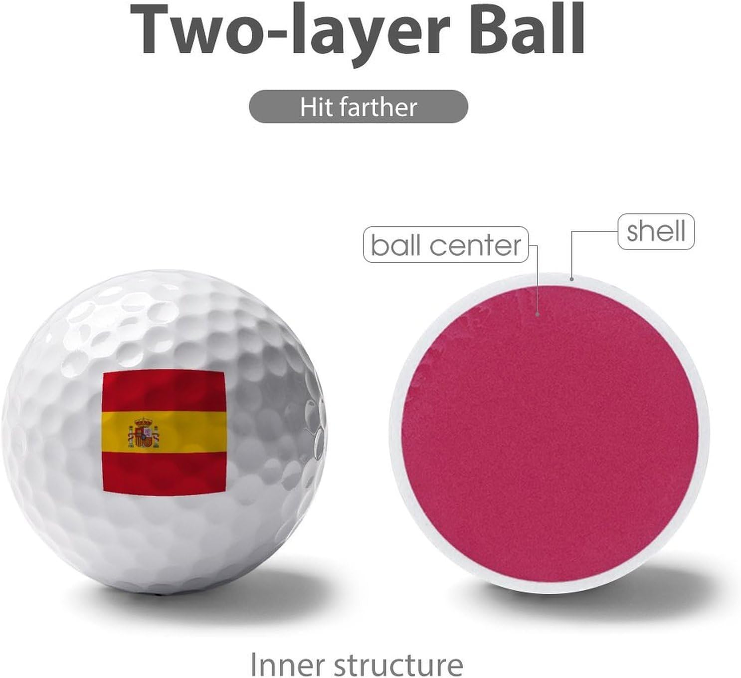 Flag of Spain Standard Golf Balls Performance Golf Distance Ball Gift for Golfers