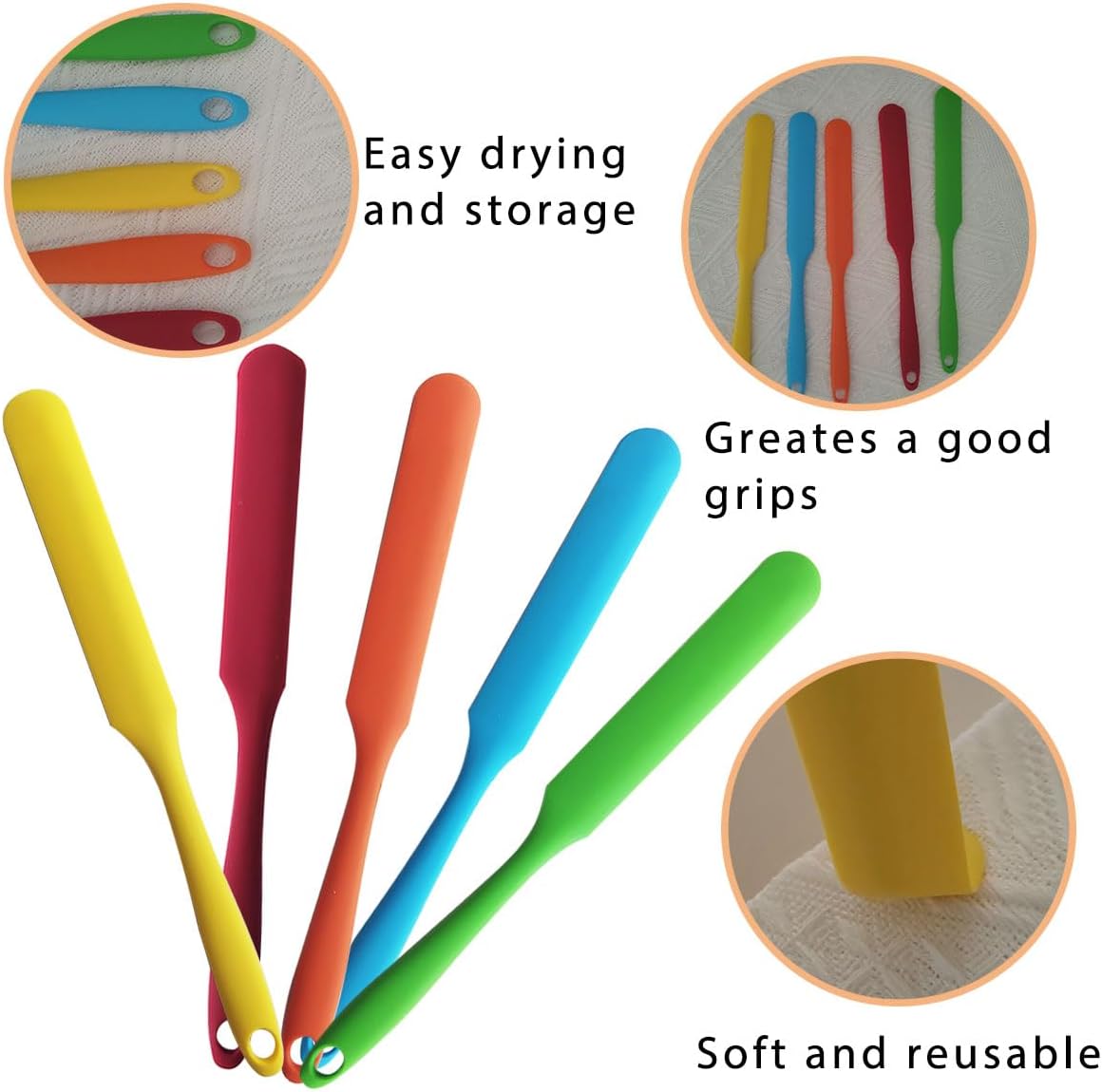 Zucosue5 Pack silicone blender spatula,9.69 Inch Non-Stick Butter Spreaders image 2
