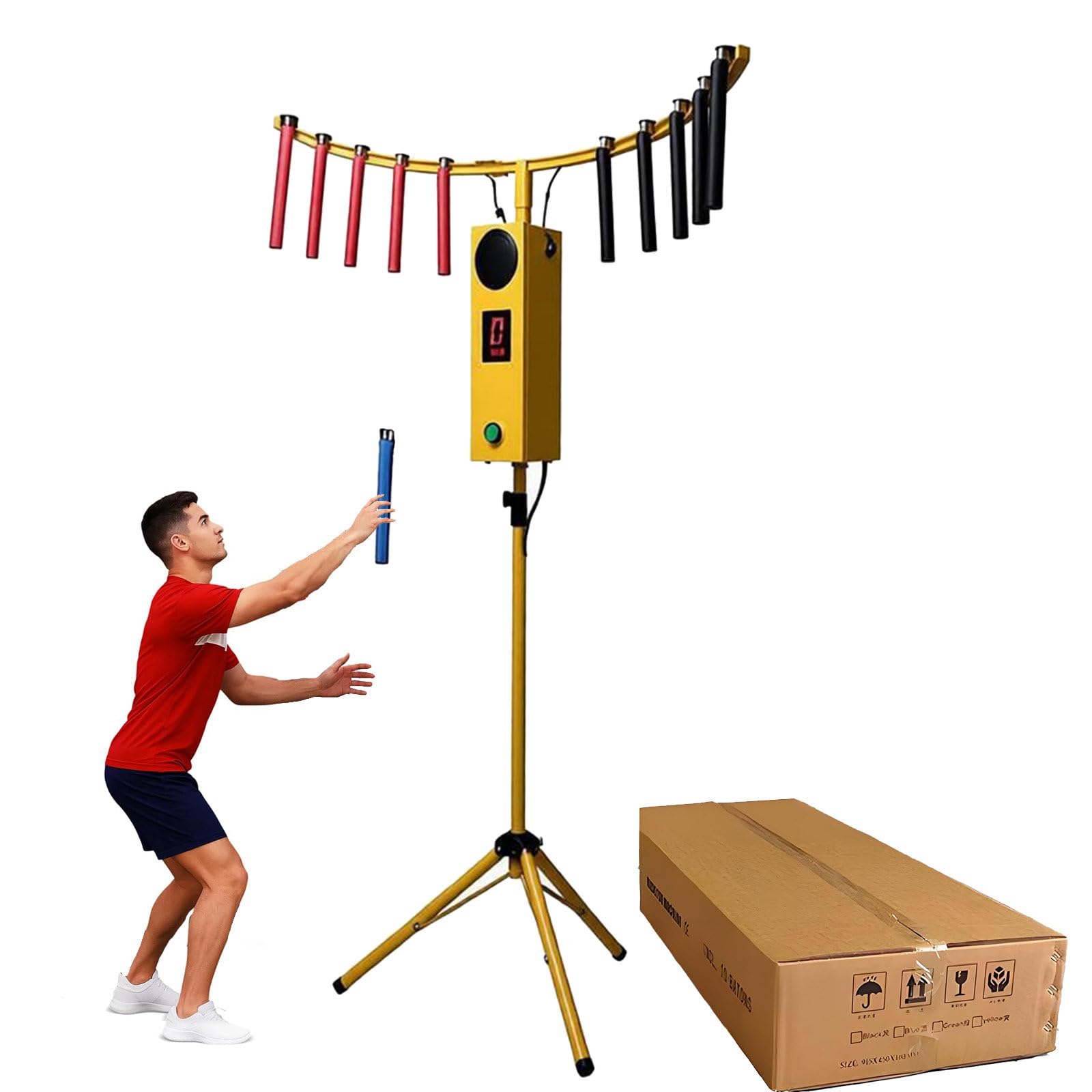GIZMIT Arcade Game Machine, Catching Stick Game Machine – Hand-Eye Coordination Reflex Training Game with Adjustable Speed ​​Modes for Improved Concentration and Reaction Skills Yellow