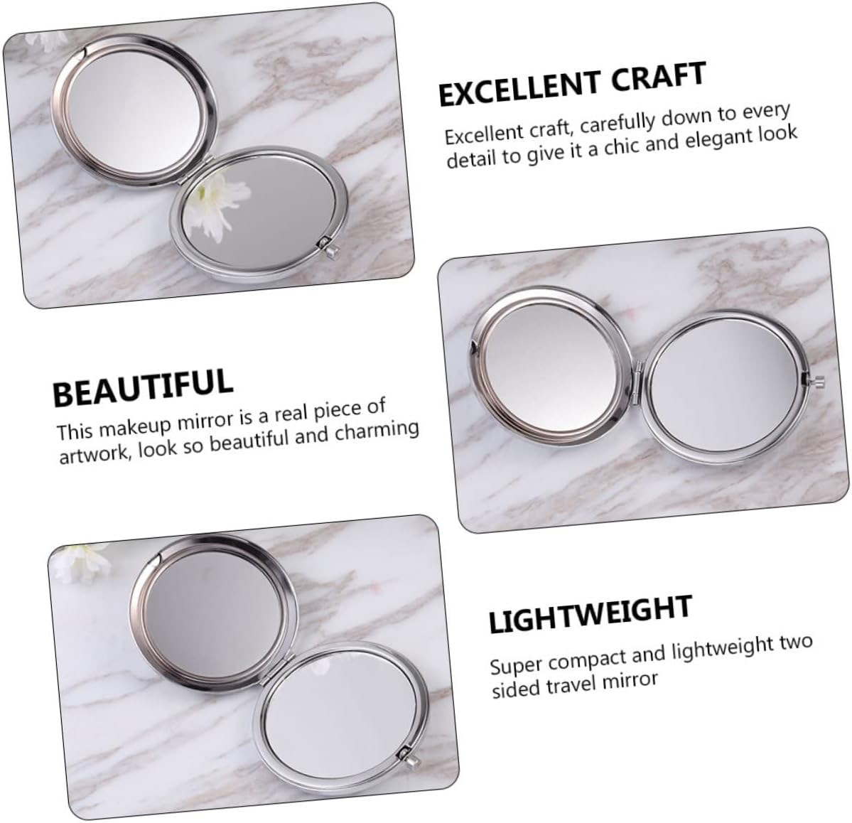 10-Piece Compact Travel Makeup Mirror Set Double-Sided Crystal Folding Cosmetic Mirrors Portable Small for Handbag and Purse