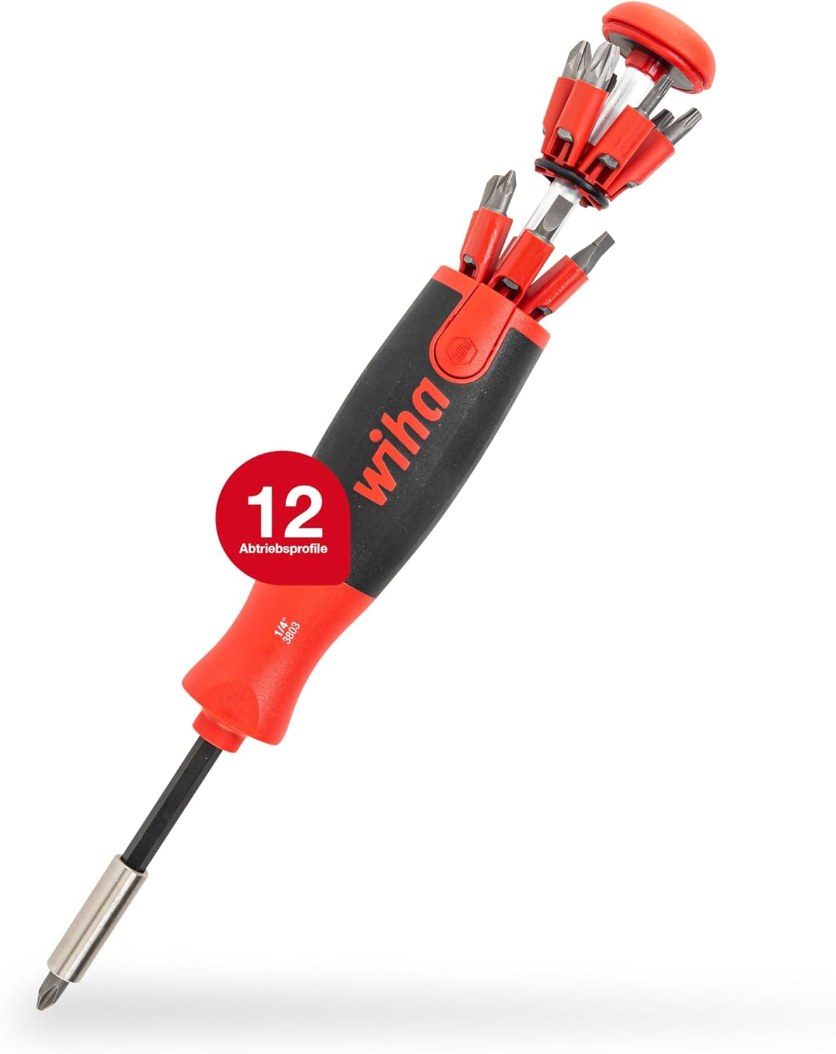 Wiha 38605 LiftUp 25 Magnetic Screwdriver with Bit Magazine (SL, PH, PZ, TX)