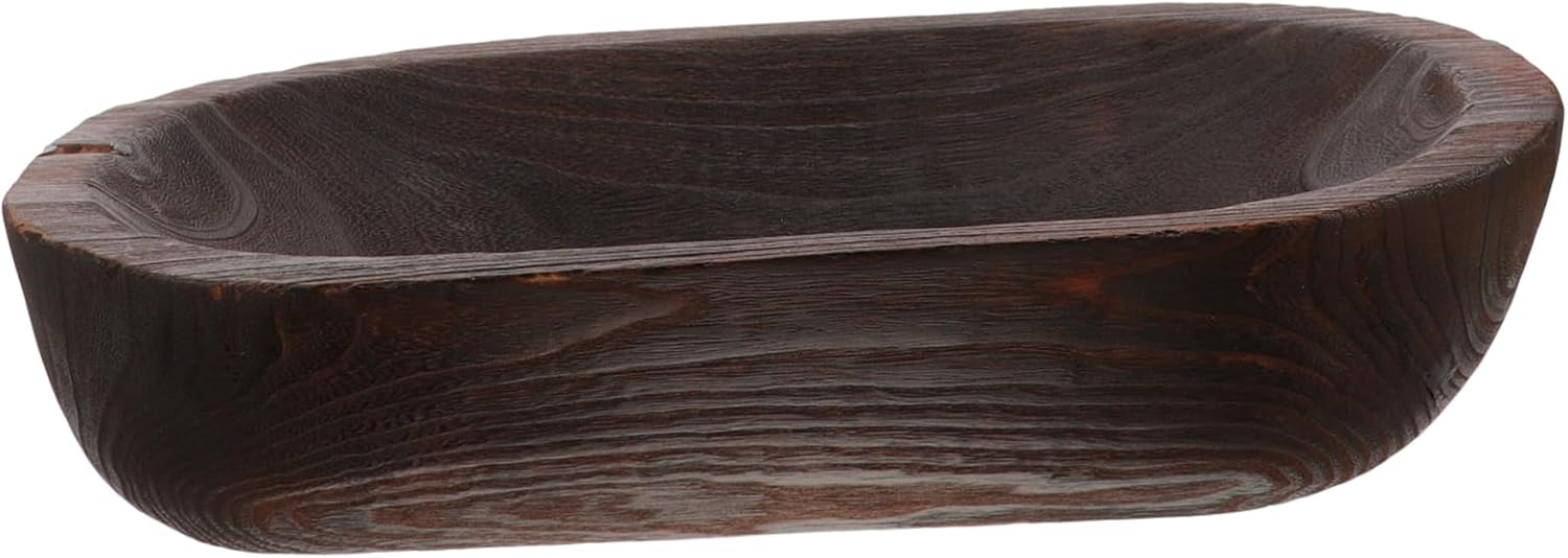 PRETYZOOM Rustic Wooden Decorative Bowl Home Ornament Centerpiece for Farmhouse Table Decor