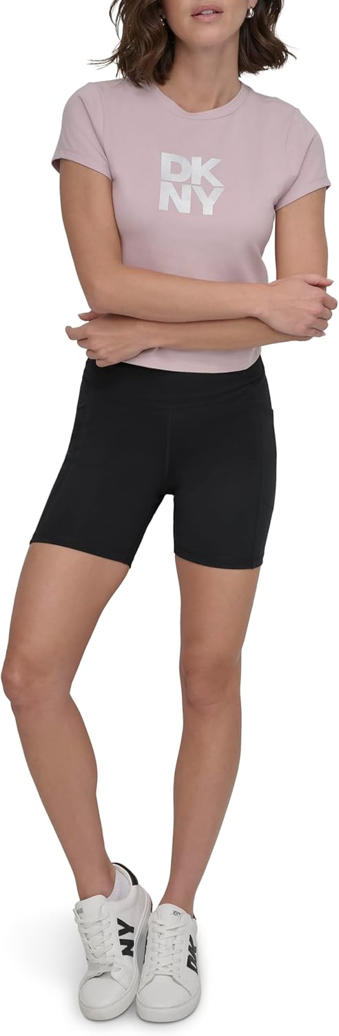 DKNY womens Foil Logo Short Sleeve Baby Tee - Image 2