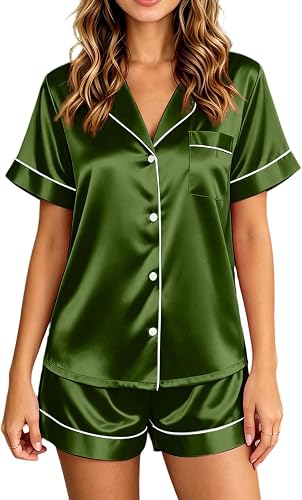 SamLng Womens Pajama Sets Satin Set For Women Shorts Womens Satin Pajama Set Sho