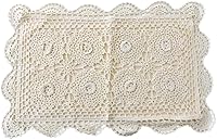 misppro 100% Cotton Crochet Lace Throw Pillow Cover 13x22 - Handmade 3D Floral Embroidery Rural Farmhouse Decor for Sofa Bed Couch
