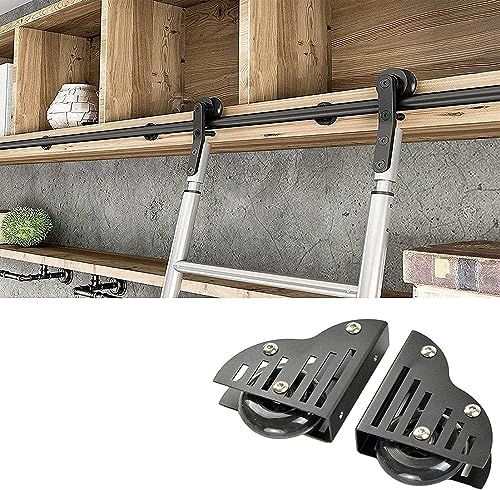 Heavy Duty Rolling Library Ladder Hardware Kit - Complete Sliding Ladder Track Set, 100-800cm Adjustable Rails with Floor Roller Wheels for Smooth Sliding Action (300cm/9.8ft)