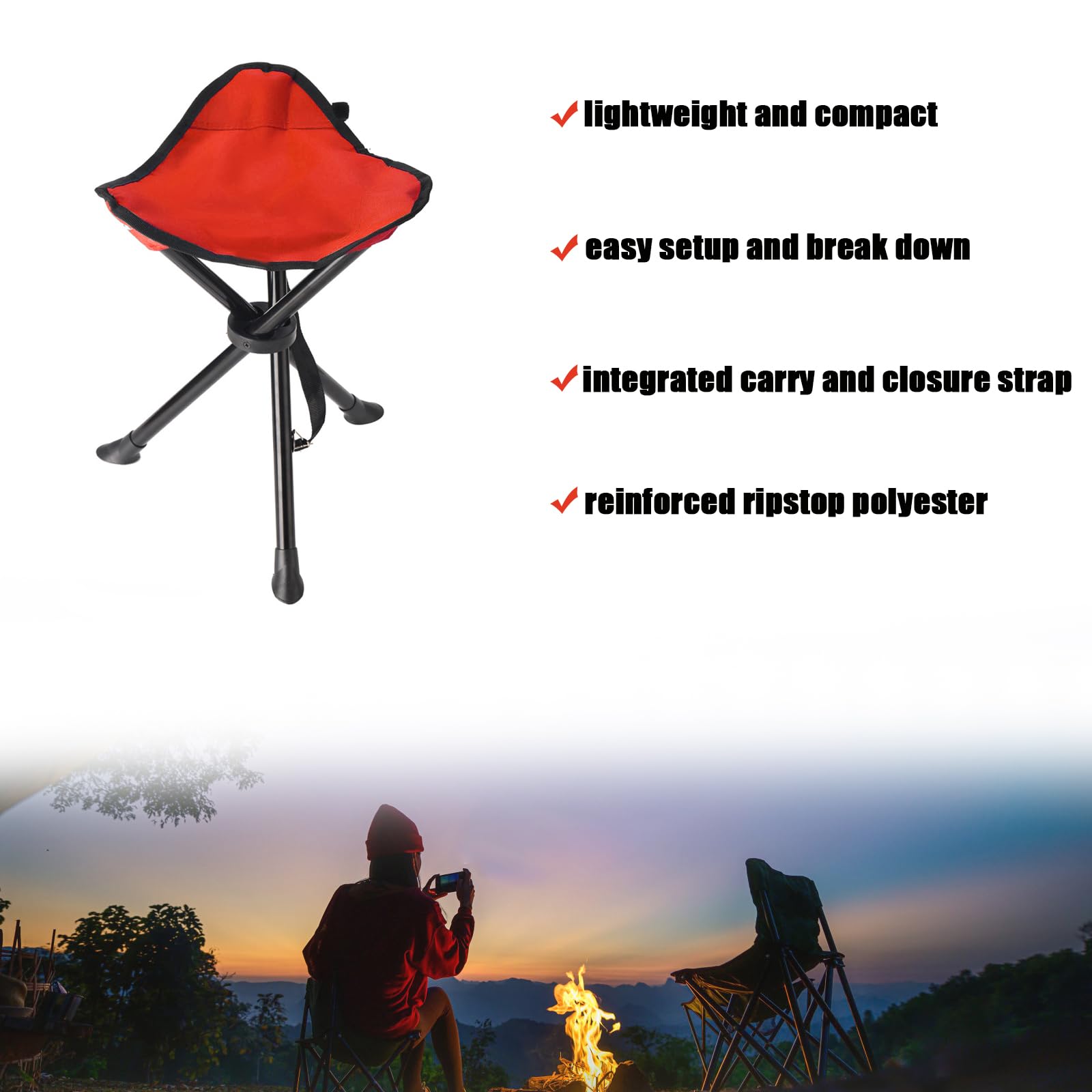OVINEG Folding Camping Stool,16.53
