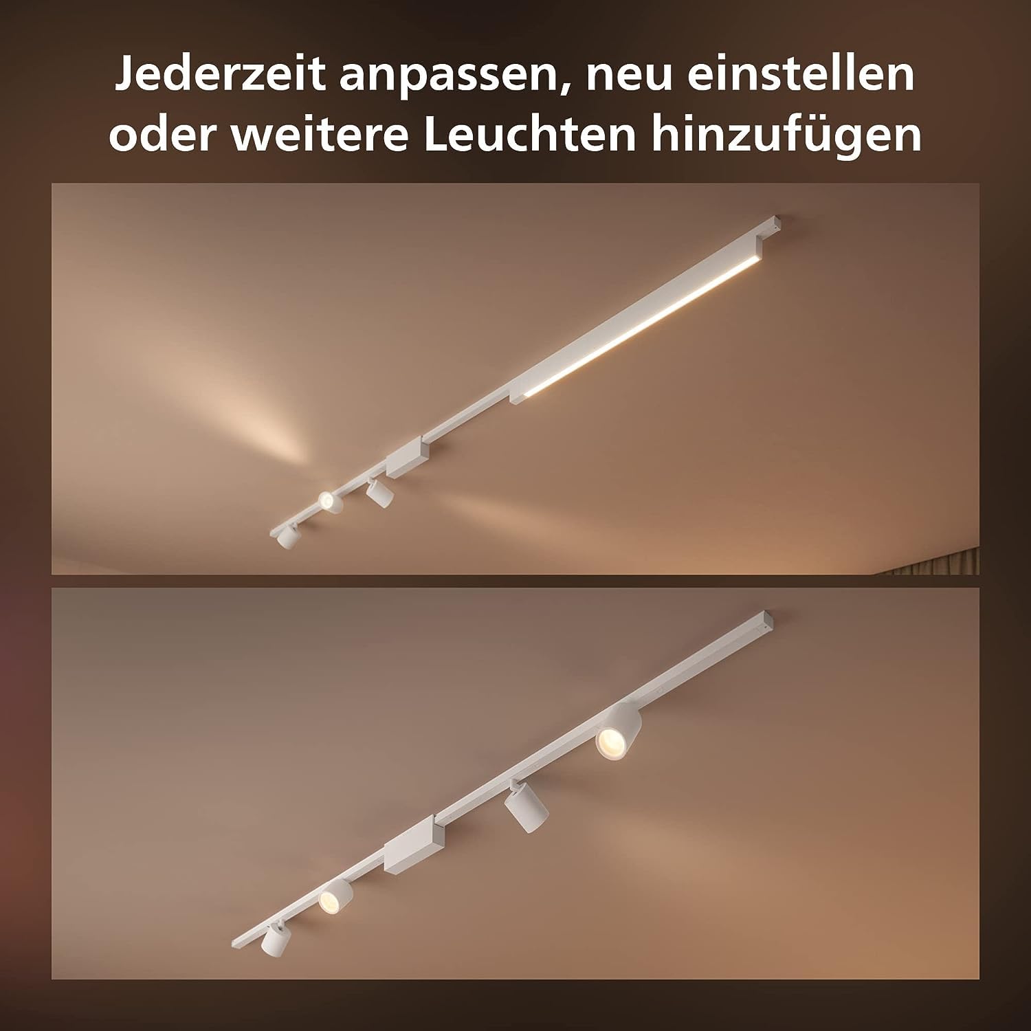 PHILIPS Hue Perifo railverlichting muur 2-spots gradient light tube zwart basisset